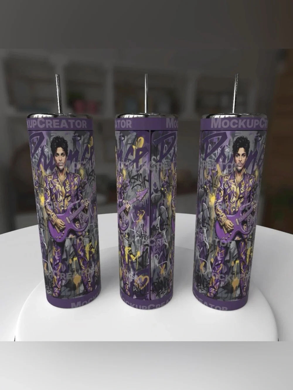 Purple Prince Graphic Tumbler with Guitar Art - Picture 1 of 7